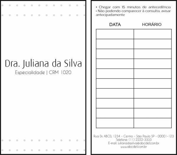 Cartão de Agendamento Clínica Geral Tebas