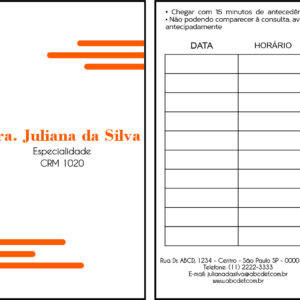 Cartão de Agendamento Clínica Geral Guizé