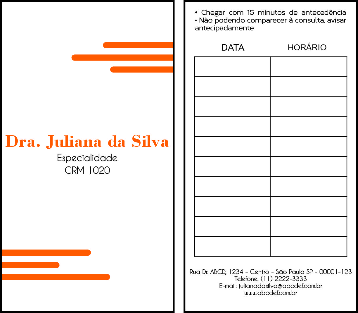 Cartão de Agendamento Clínica Geral Guizé