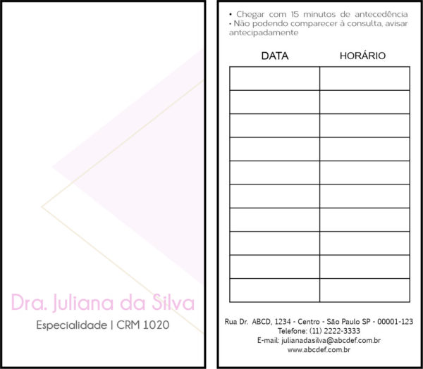 Cartão de Agendamento Ginecologia Houston Cartão de Agendamento Ginecologia Houston