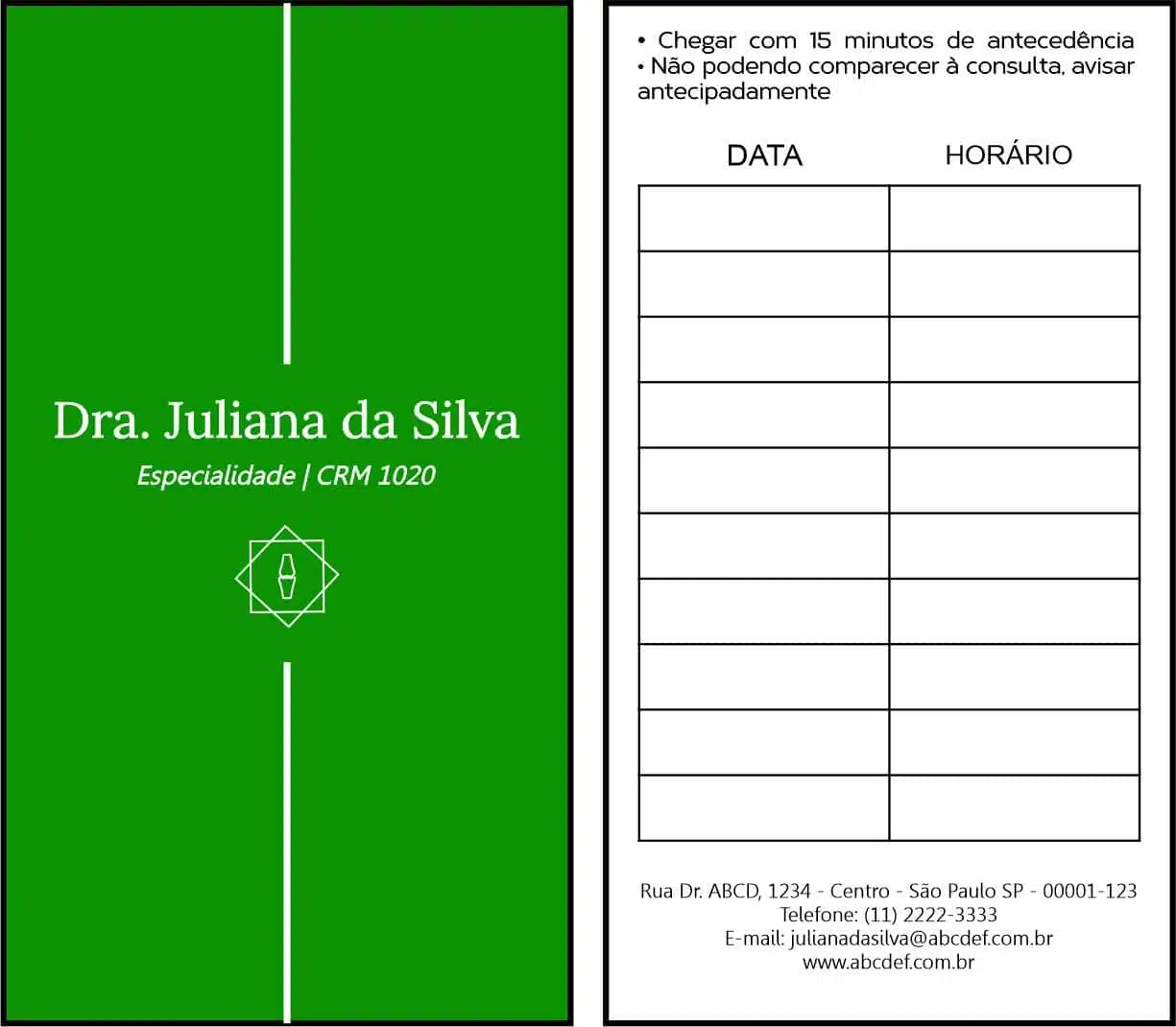 Cartão de Agendamento Ortopedia Tessalônica