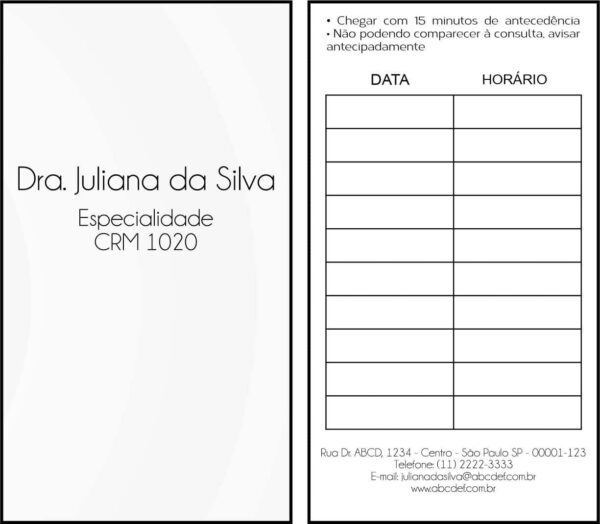 Cartão de Agendamento Otorrinolaringologista Seville