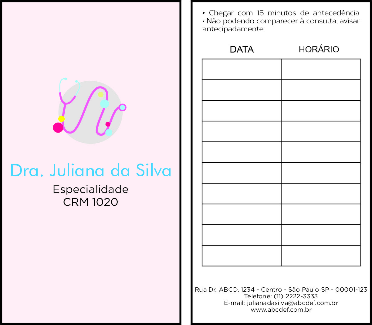 Cartão de Agendamento Pediatria Tricidade