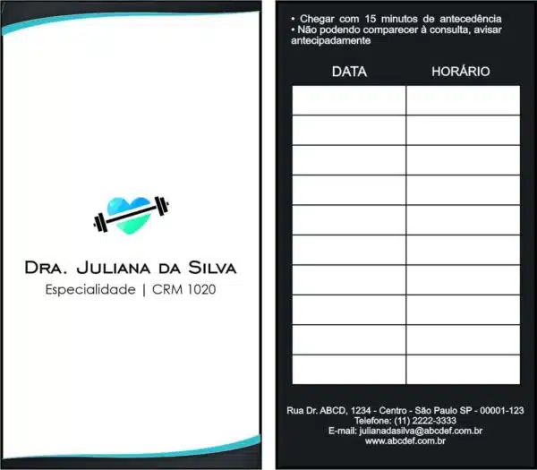 Cartão de Agendamento Performance Baja