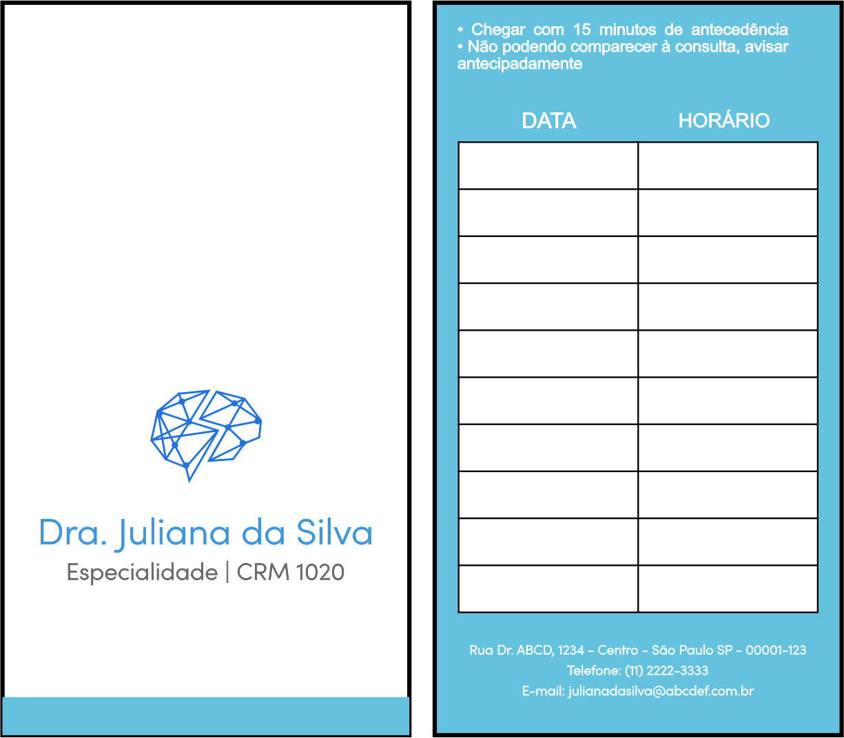 Cartão de Agendamento Psiquiatra e Neurologista Florence