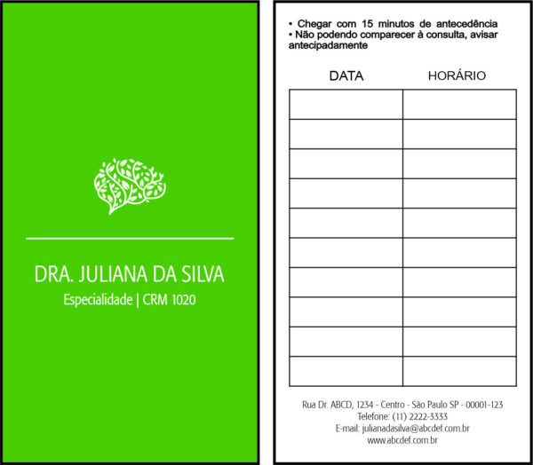 Cartão de Agendamento Psiquiatra e Neurologista Turim Cartão de Agendamento Psiquiatra e Neurologista Turim
