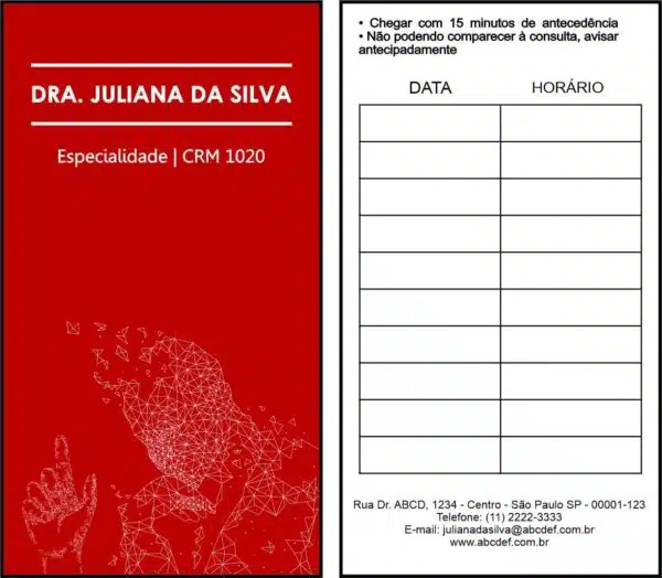 Cartão de Agendamento Psiquiatra e Neurologista Naples