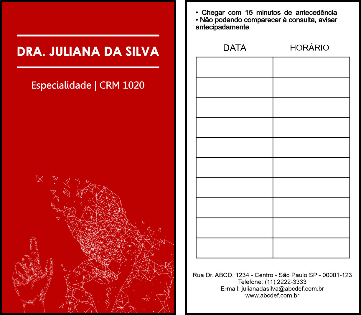 Cartão de Agendamento Psiquiatra e Neurologista Naples
