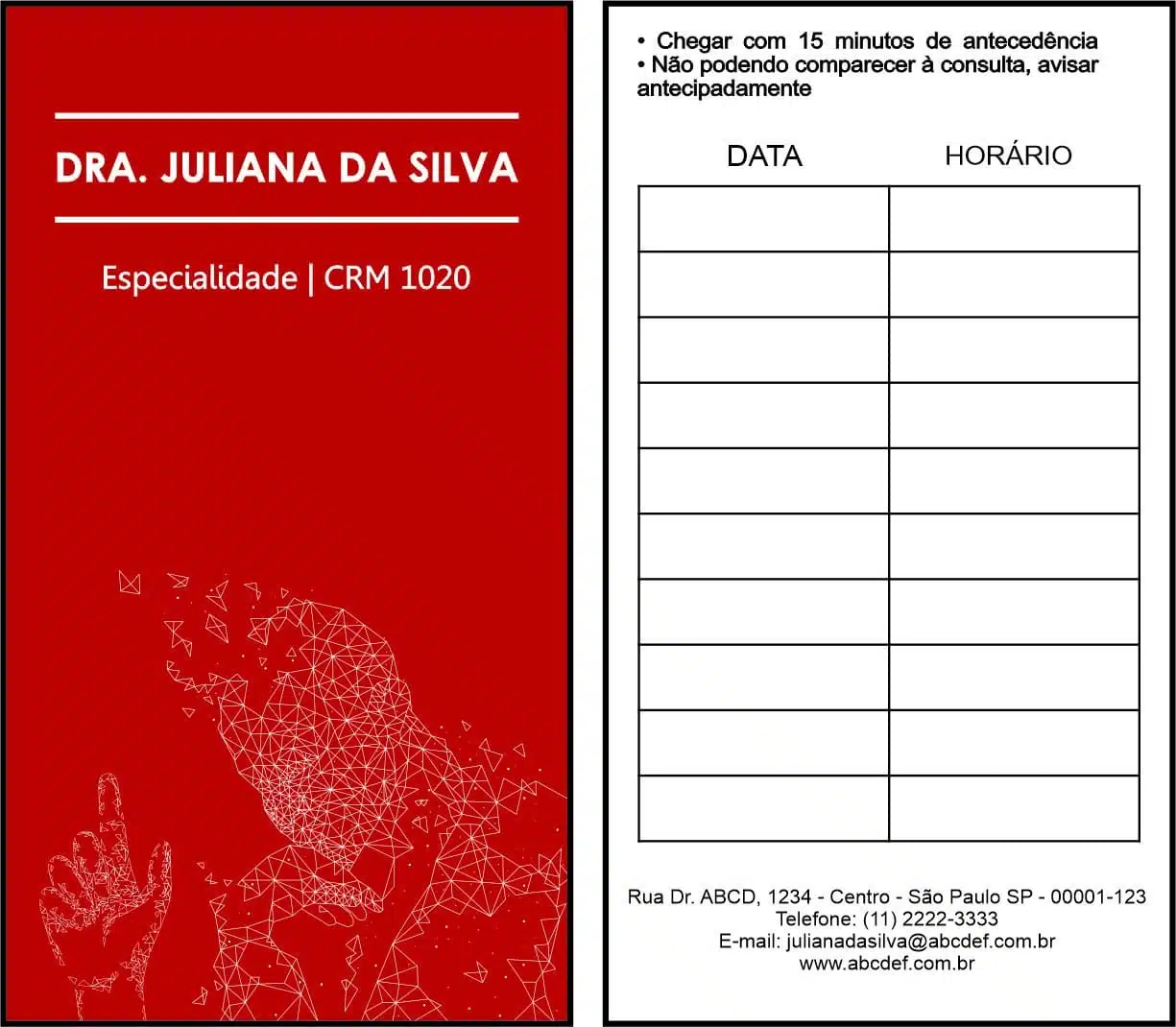 Cartão de Agendamento Psiquiatra e Neurologista Naples