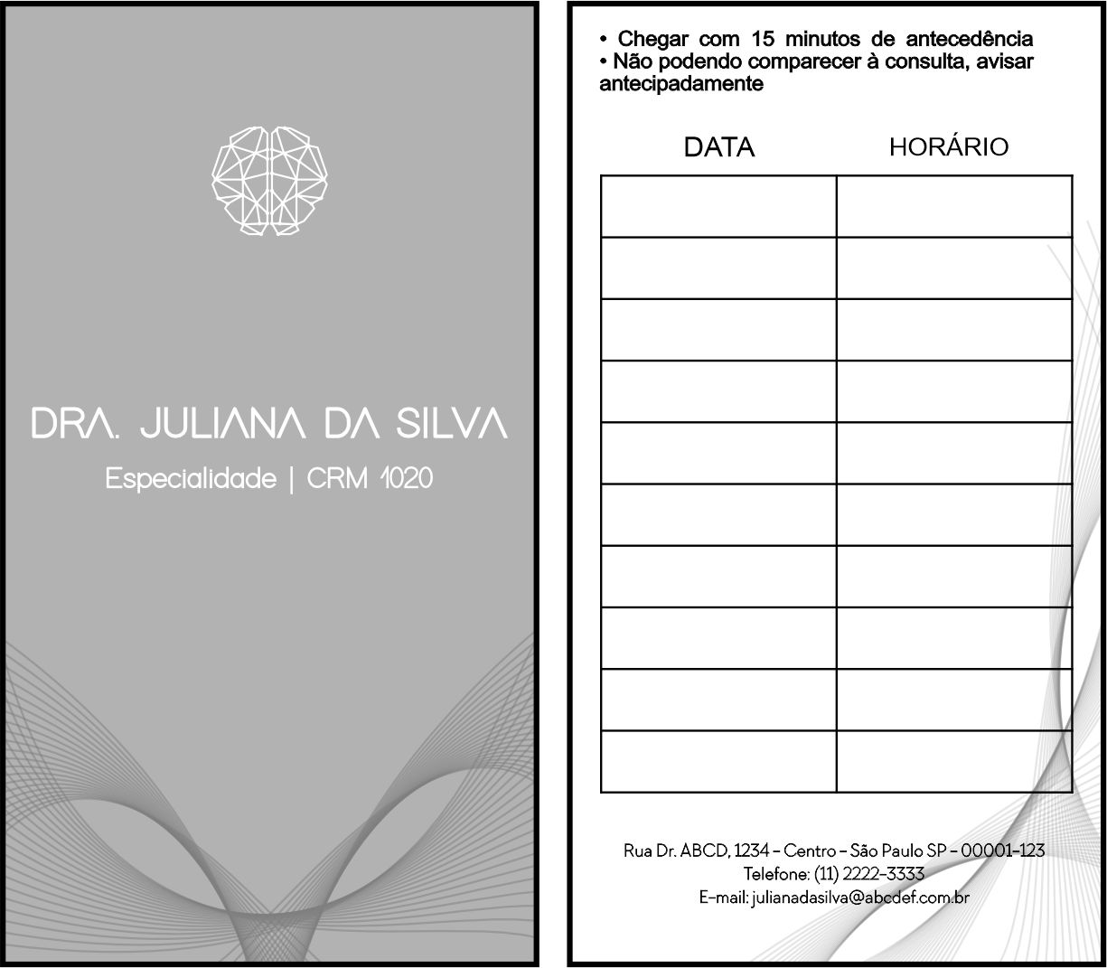 Cartão de Agendamento Psiquiatra e Neurologista Milan