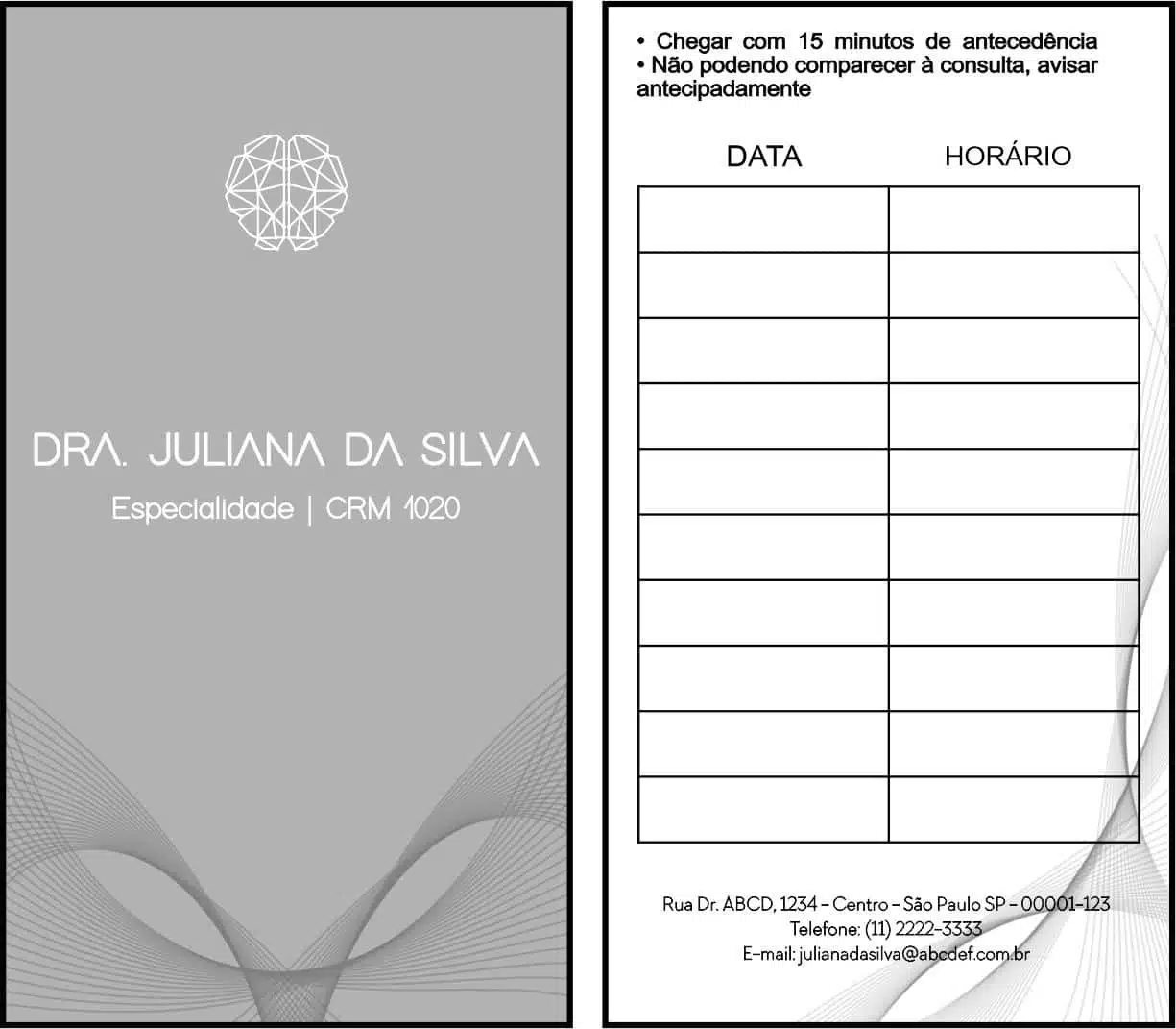 Cartão de Agendamento Psiquiatra e Neurologista Milan