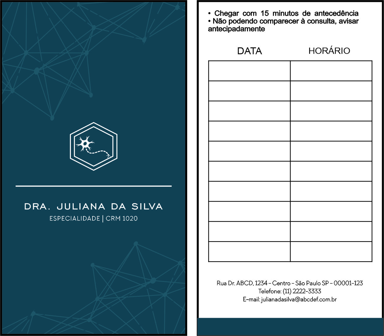 Cartão de Agendamento Psiquiatra e Neurologista Palermo