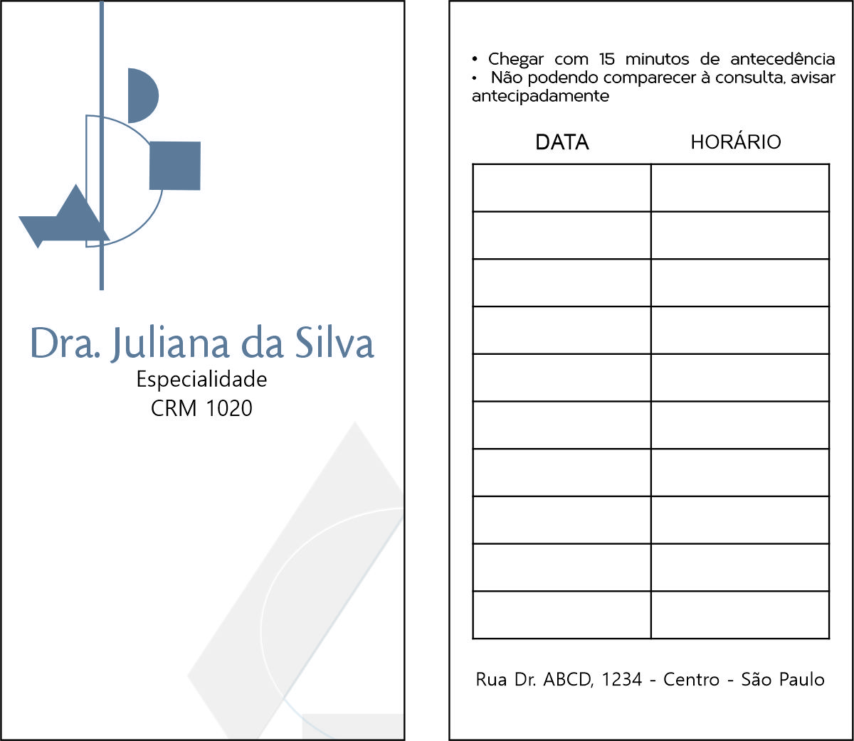 Cartão de Agendamento Psiquiatra e Neurologista Siena