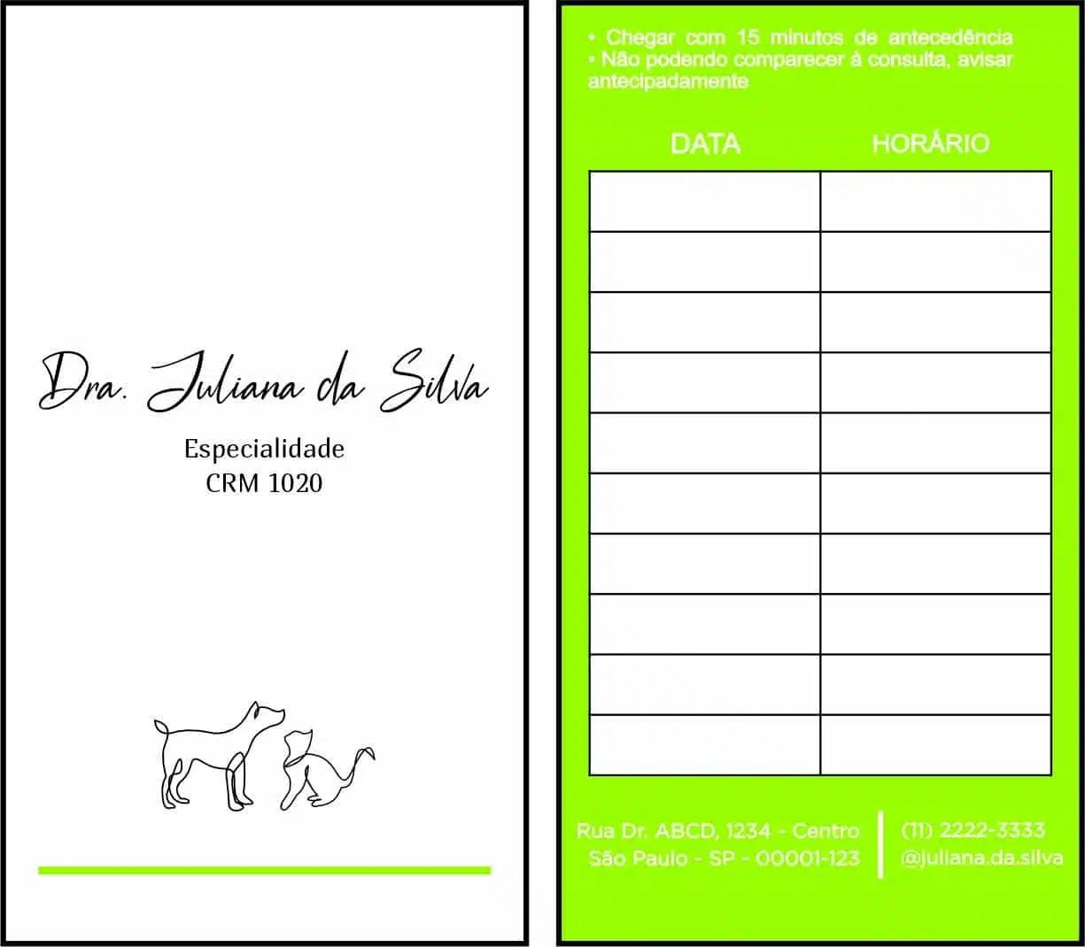 Cartão de Agendamento Veterinário Leobens