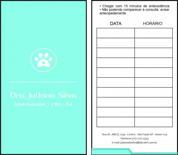 Cartão de Agendamento Veterinário Traun Cartão de Agendamento Veterinário Traun
