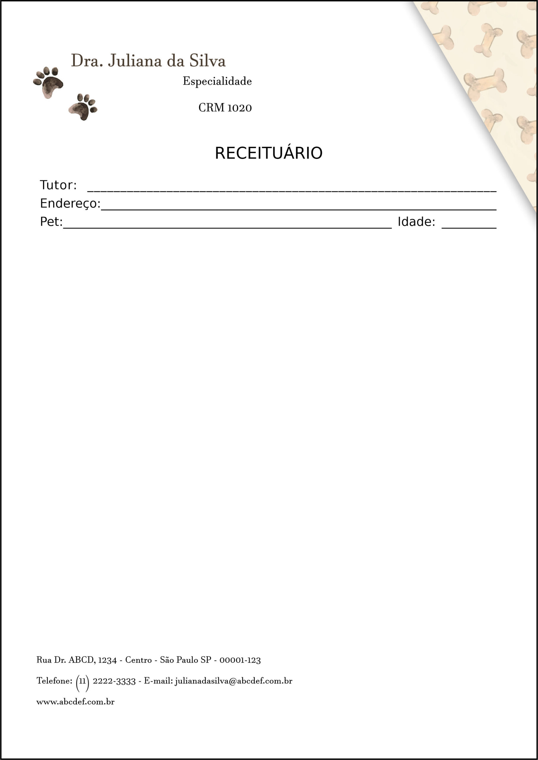 Receituário A4 Veterinário Baden