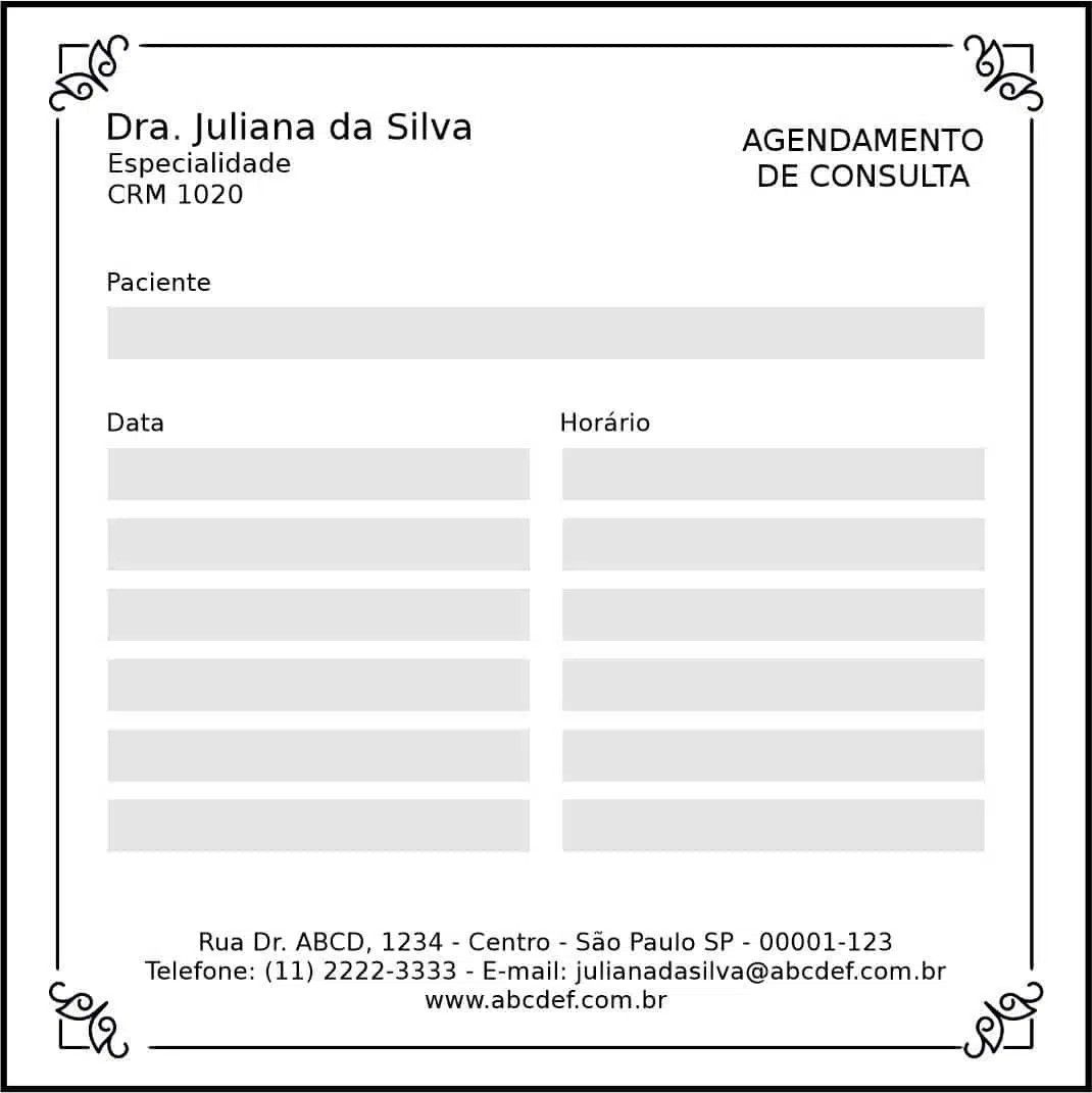 Bloco de Agendamento de Consulta Clínica Geral Tanta