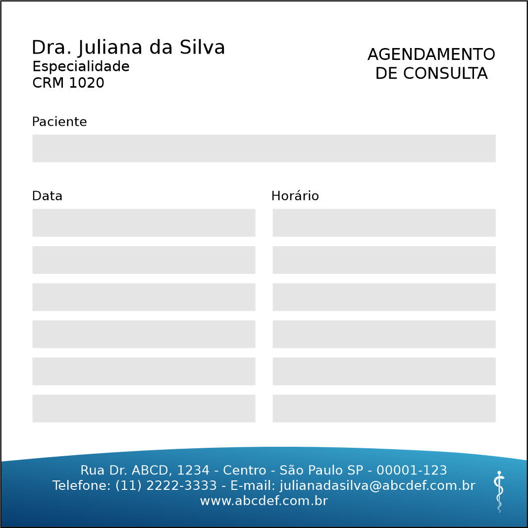 Bloco de Agendamento de Consulta Clínica Geral Hurghada
