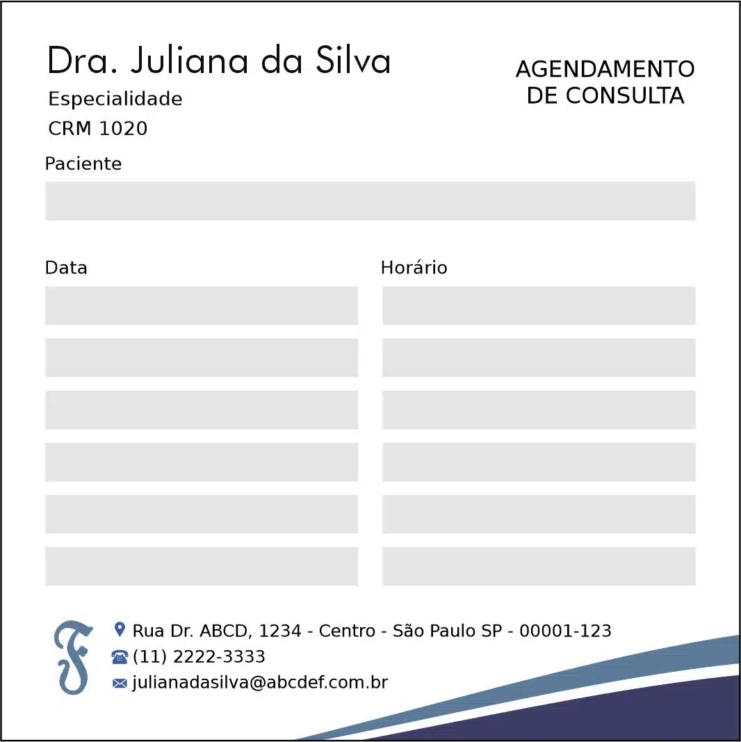 Bloco de Agendamento de Consulta Fonoaudiologia Tihany