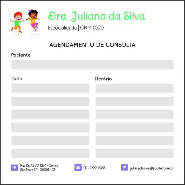 Bloco de Agendamento de Consulta Pediatra Opole Bloco de Agendamento de Consulta Pediatra Opole