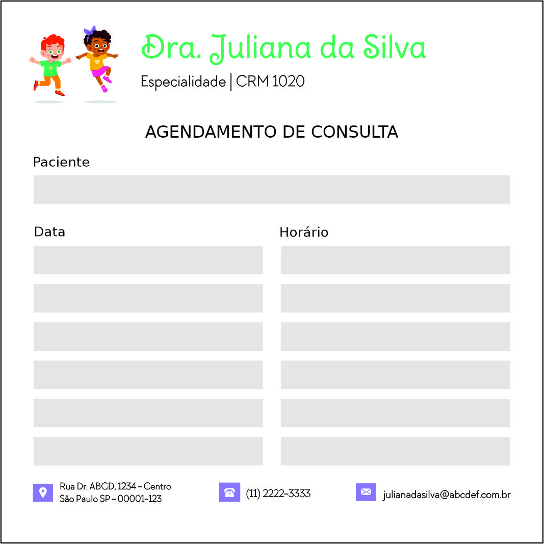 Bloco de Agendamento de Consulta Pediatra Opole