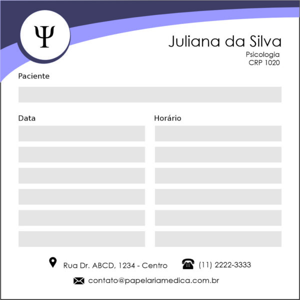 Bloco de Agendamento de Consulta Psicológico Bamberg Bloco de Agendamento de Consulta Psicológico Bamberg