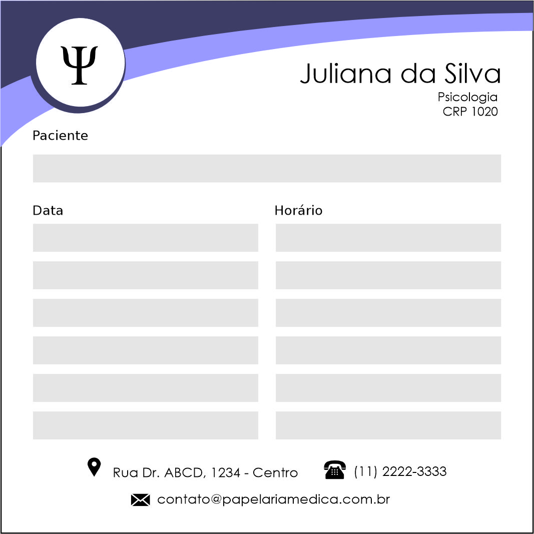 Bloco de Agendamento de Consulta Psicológico Bamberg