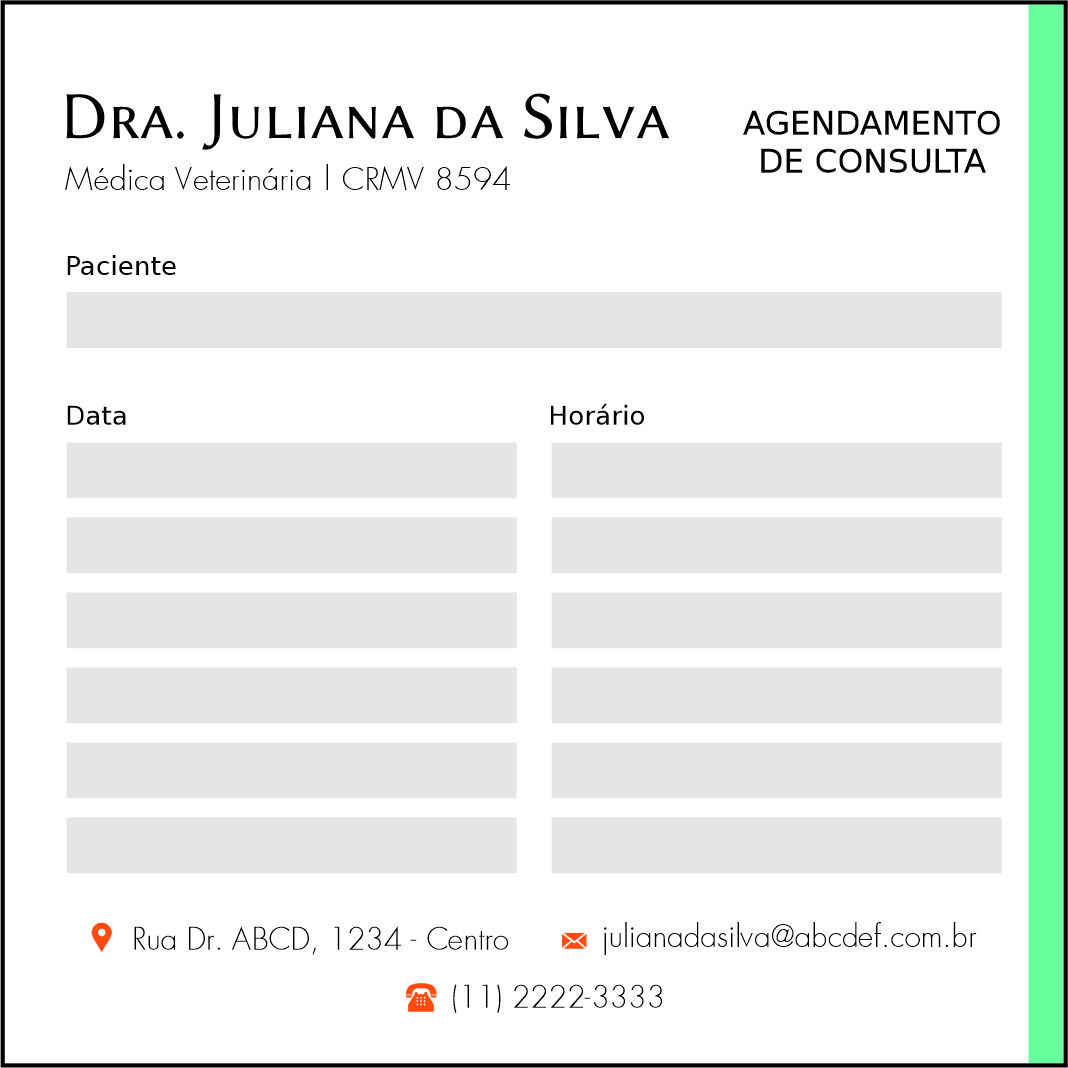 Bloco de Agendamento de Consulta Veterinária Bludenz