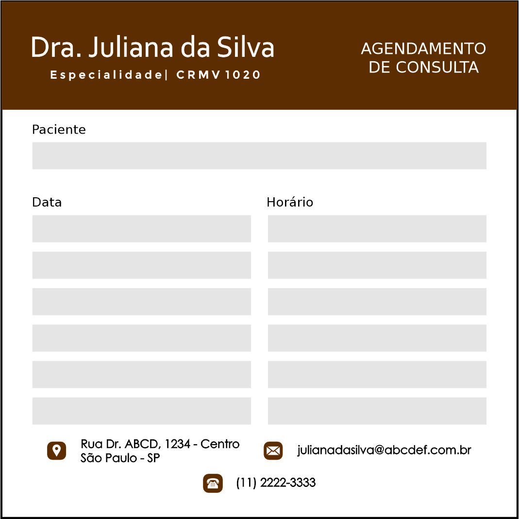 Bloco de Agendamento de Consulta Veterinário Kufstein