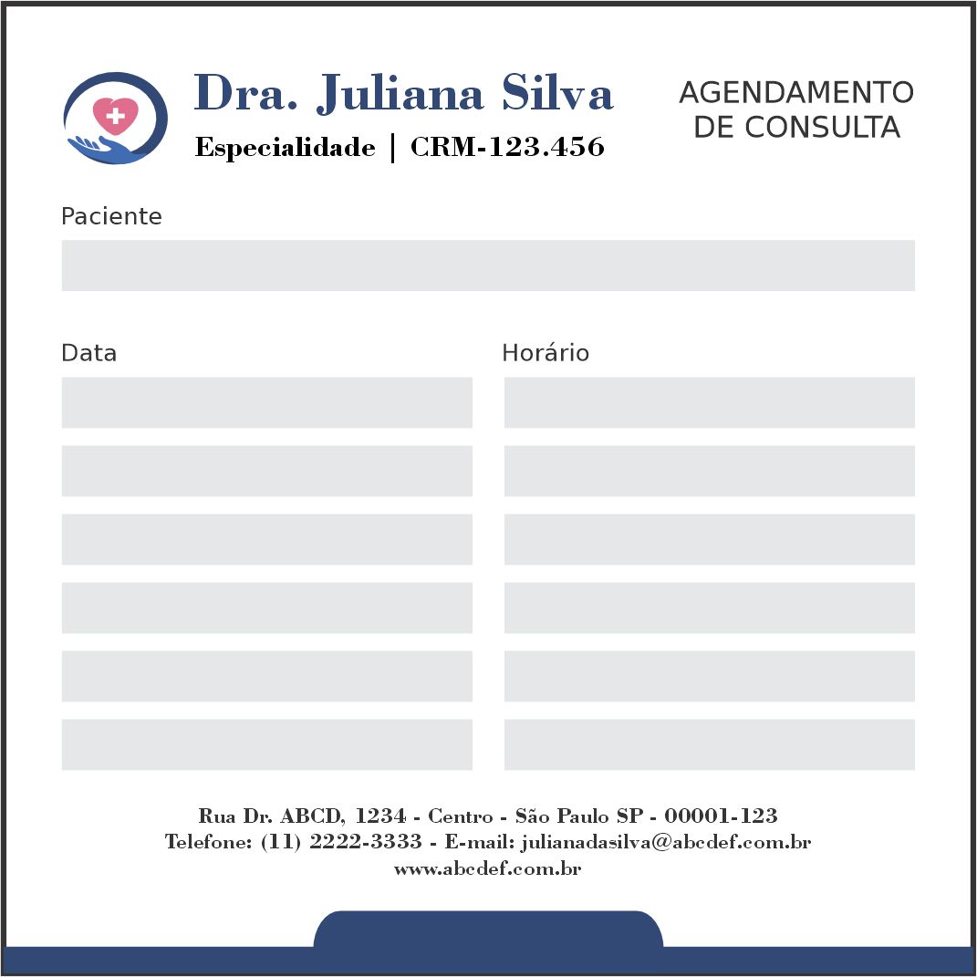 Bloco de Agendamento de Consulta Cardiologista Rotterdam