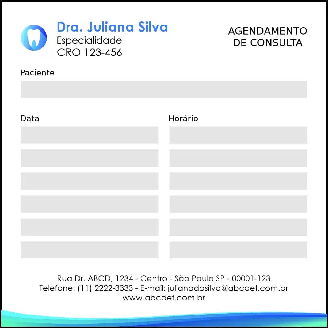Bloco de Agendamento de Consulta Odontologia Nantes