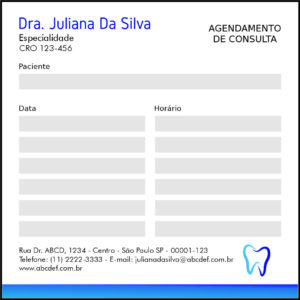 Bloco de Agendamento de Consulta Odontológico Marselha