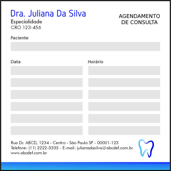 Bloco de Agendamento de Consulta Odontológico Marselha Bloco de Agendamento de Consulta Odontológico Marselha