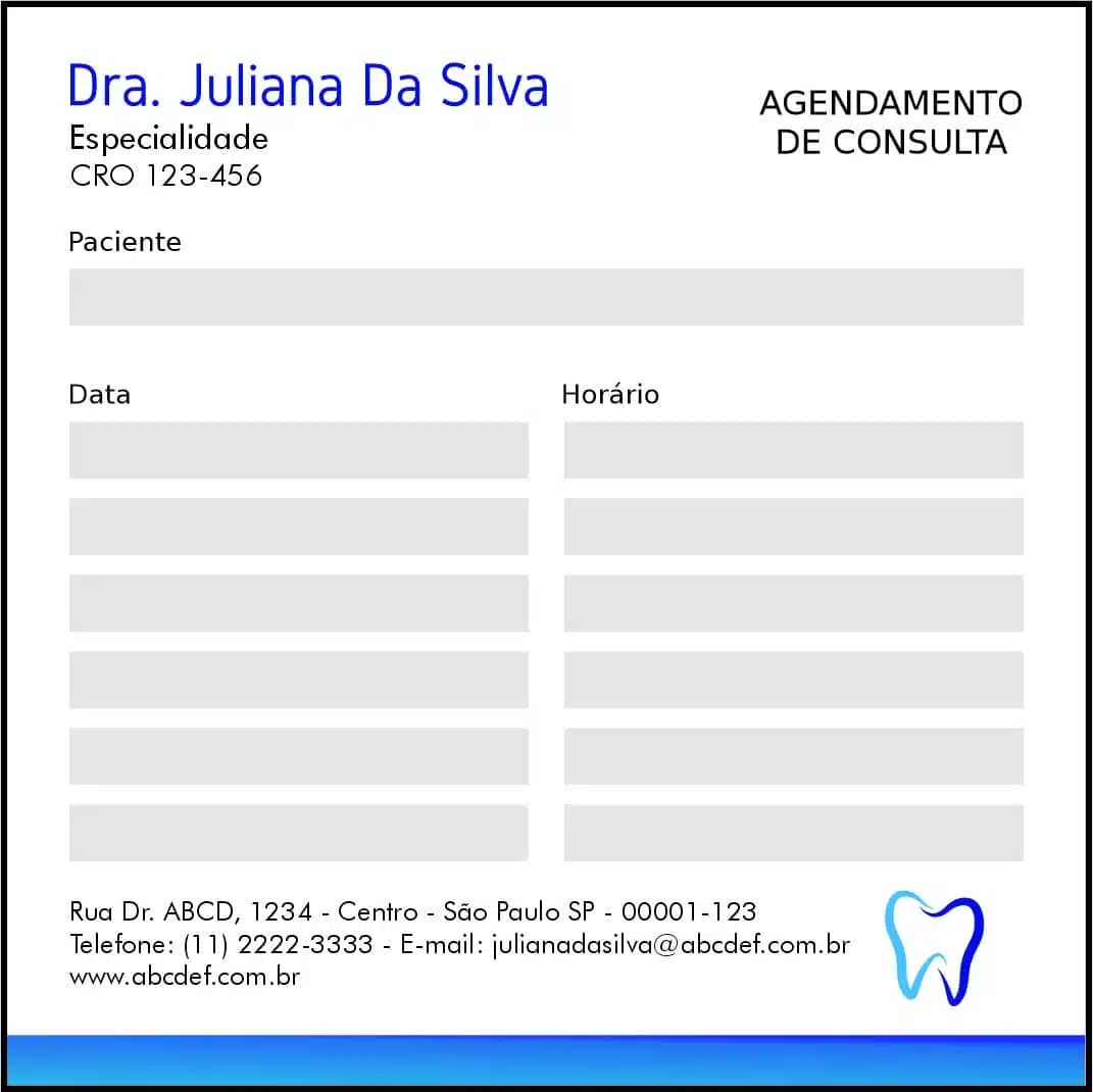 Bloco de Agendamento de Consulta Odontológico Marselha