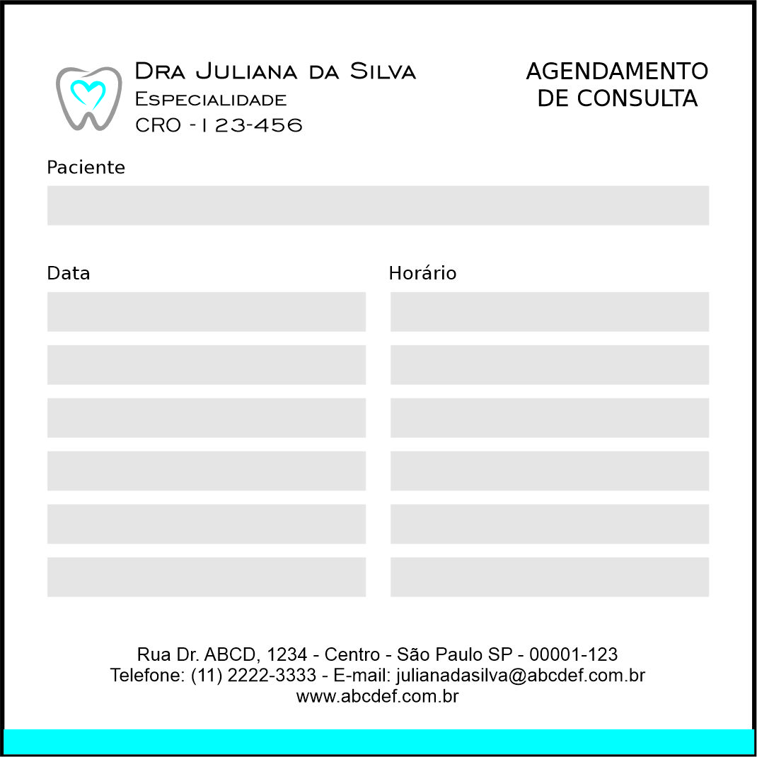 Bloco de Agendamento de Consulta Odontologia Rennes