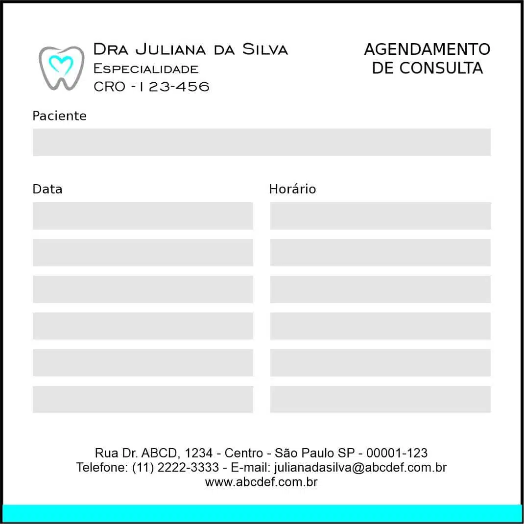 Bloco de Agendamento de Consulta Odontologia Rennes