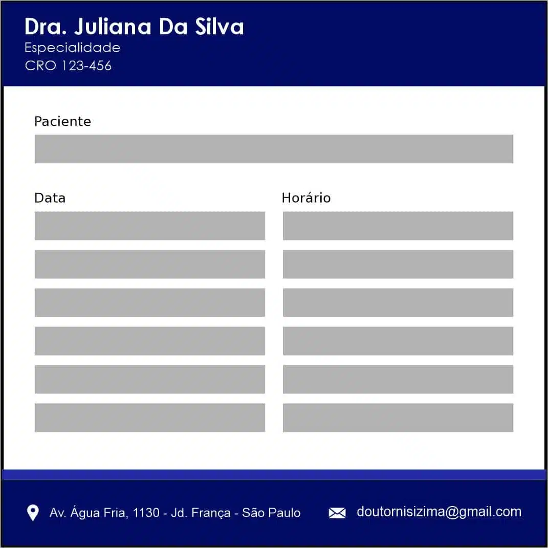 Bloco de Agendamento de Consulta Odontologia Colmar