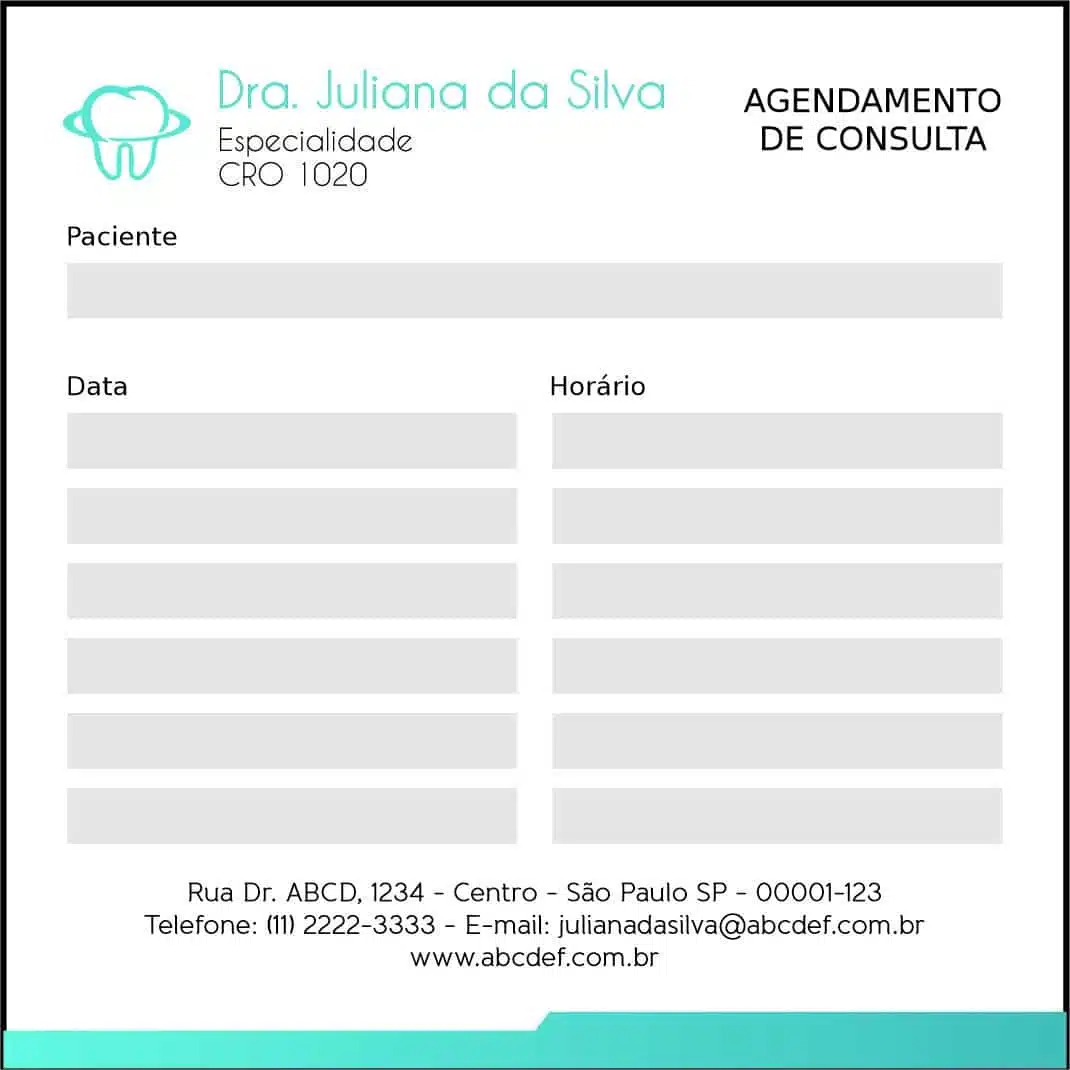 Bloco de Agendamento de Consulta Odontologia Lille