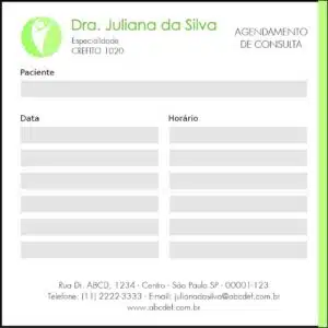 Bloco de Agendamento de Consulta Fisioterapia Corinto