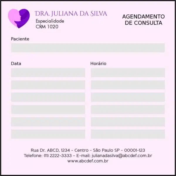 Bloco de Agendamento de Consulta Ginecologia Denver Bloco de Agendamento de Consulta Ginecologia Denver