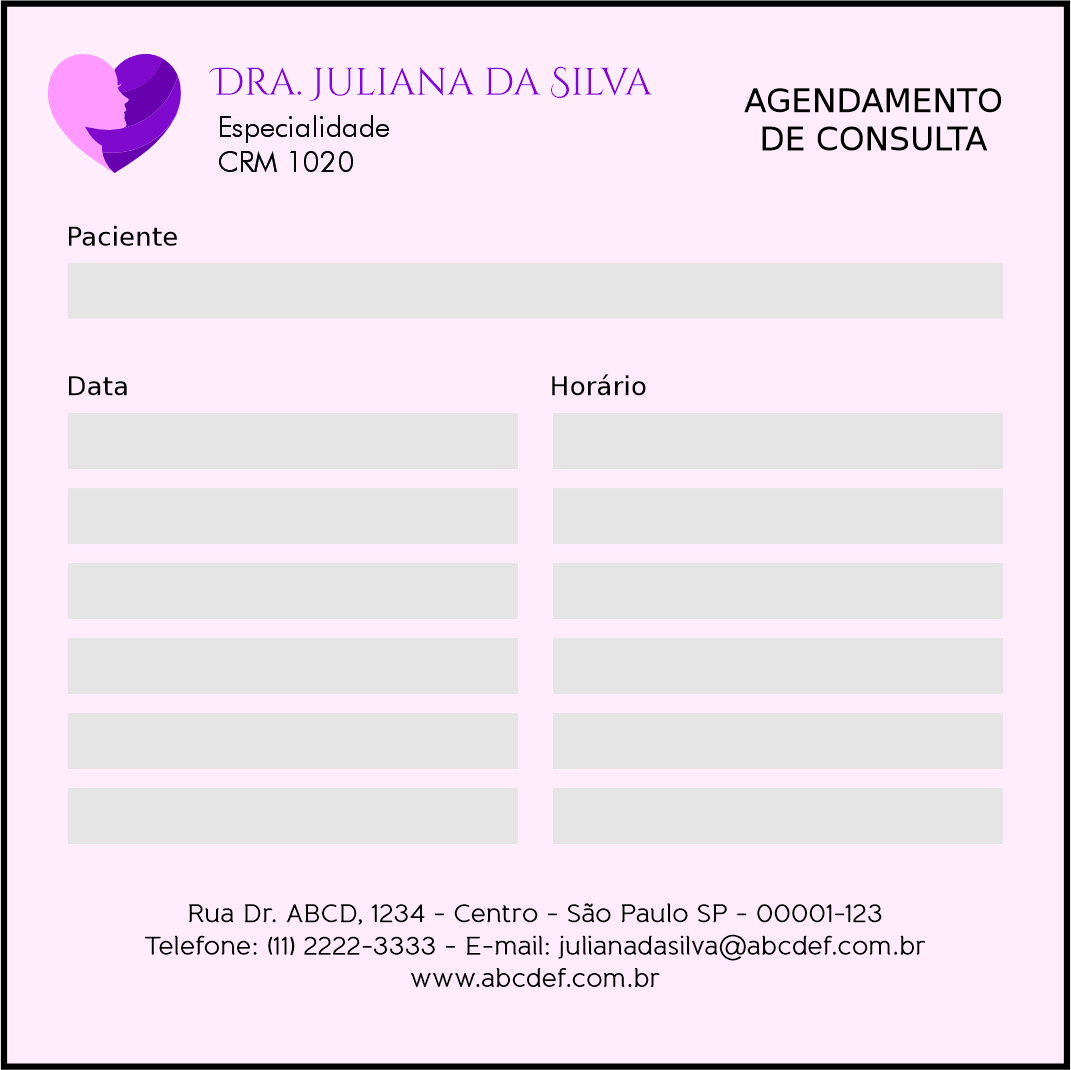 Bloco de Agendamento de Consulta Ginecologia Denver