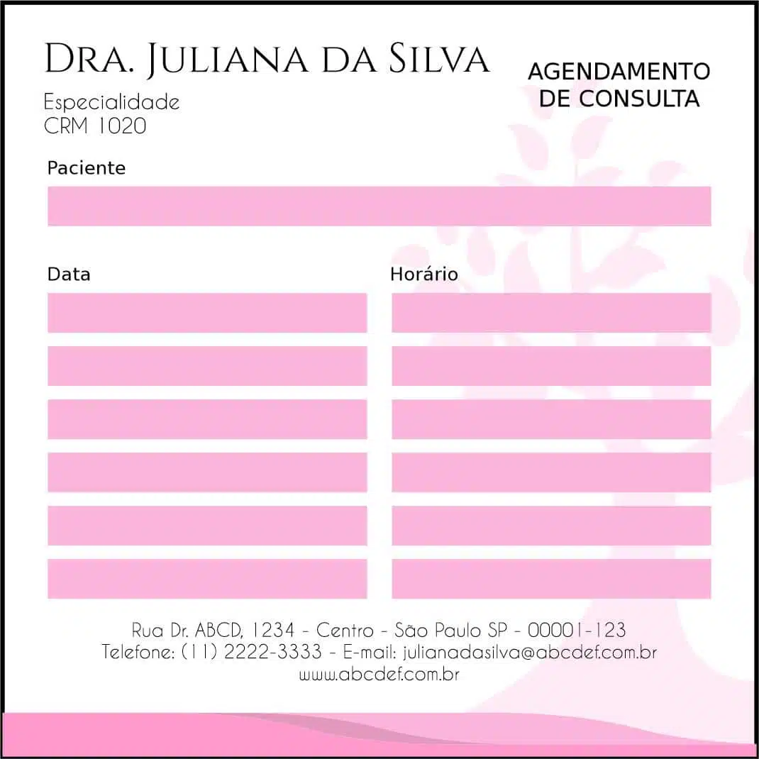 Bloco de Agendamento de Consulta Geriatria Carmânia