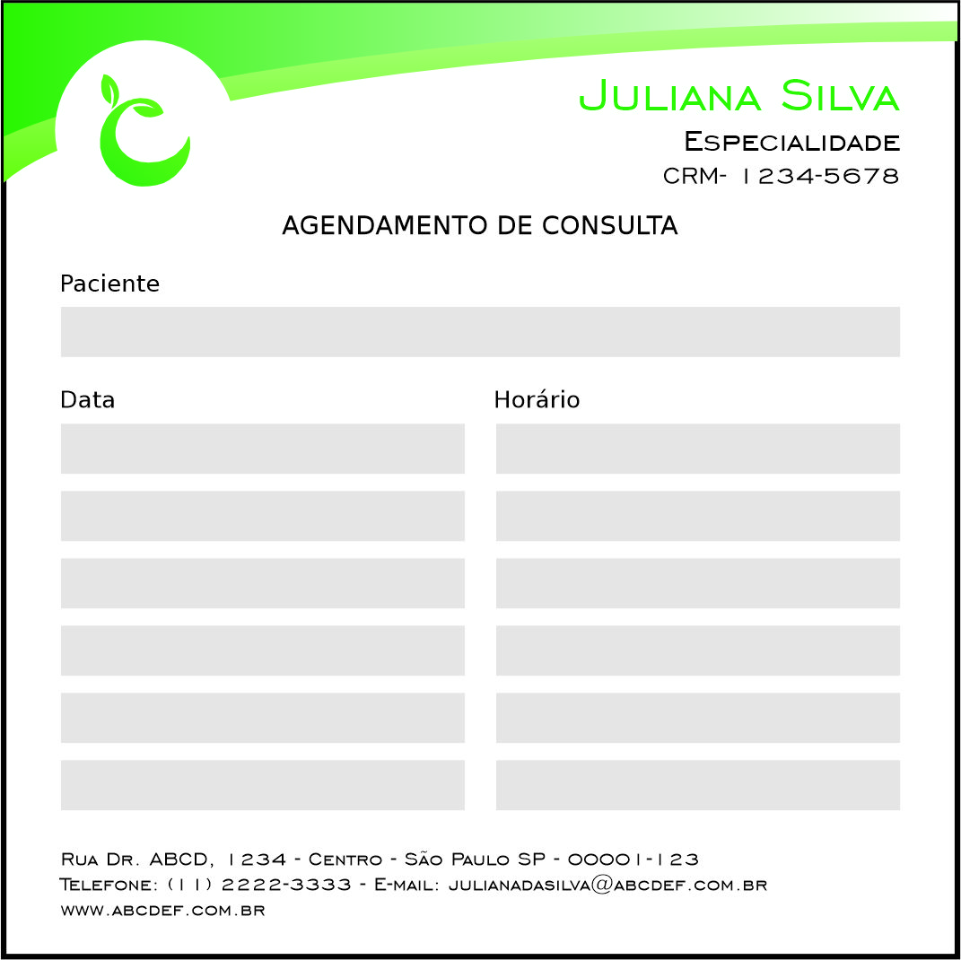 Bloco de Agendamento de Consulta Nutricionista Córdoba
