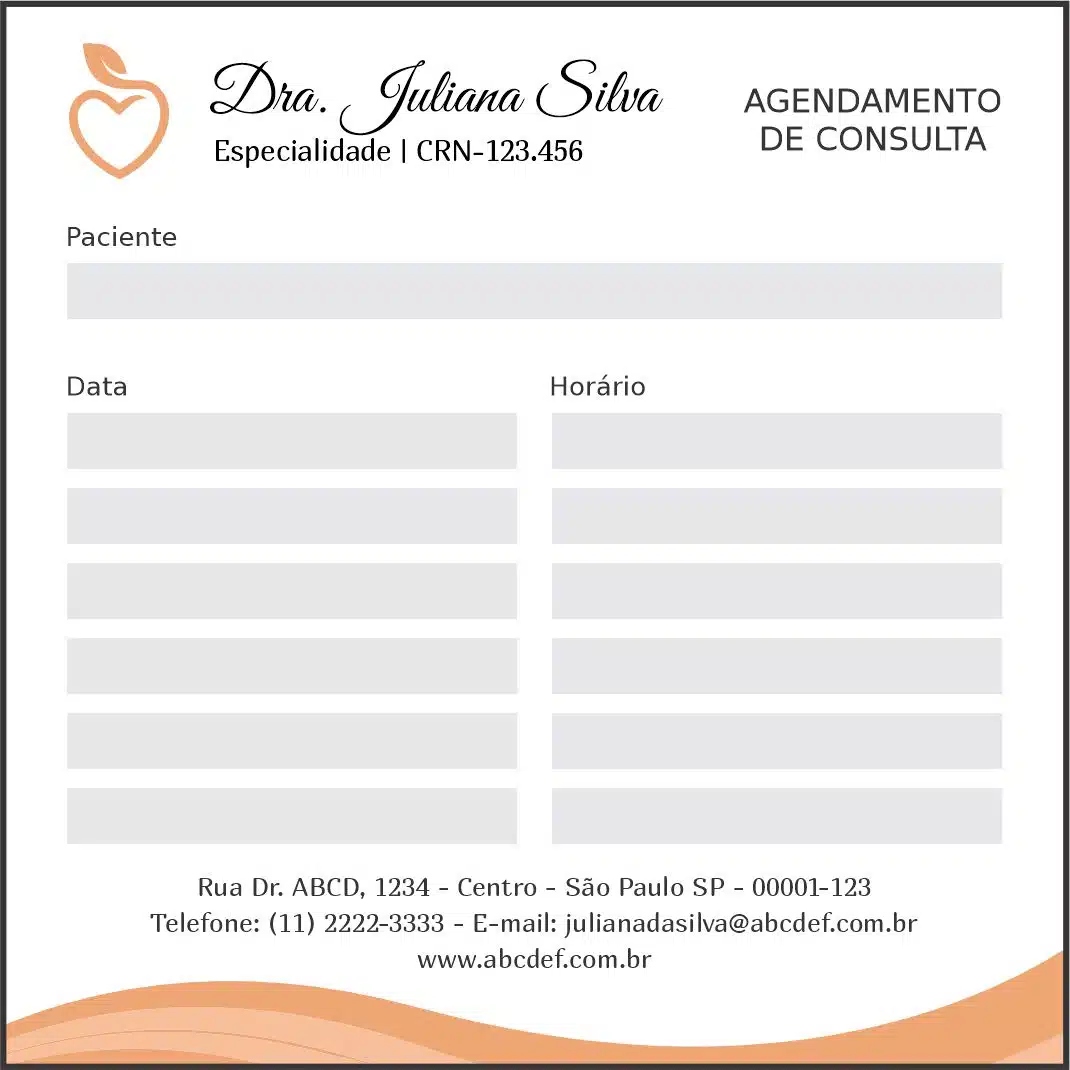 Bloco de Agendamento de Consulta Nutricionista La Plata