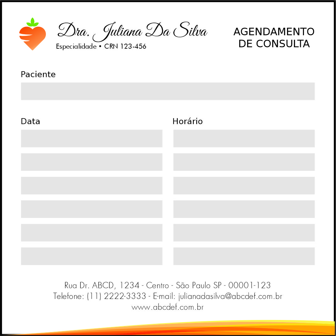Bloco de Agendamento de Consulta Nutricionista Santa Fé