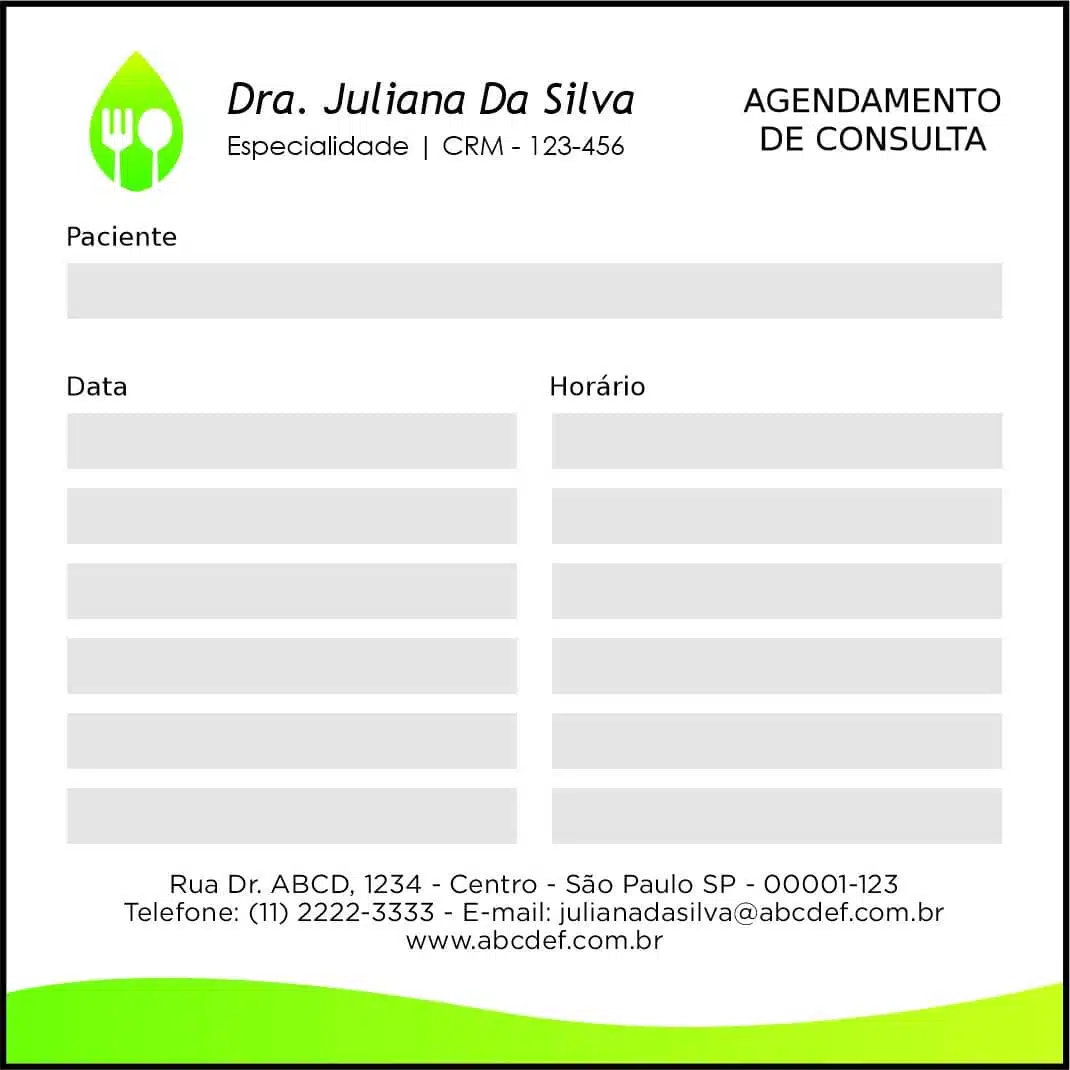 Bloco de Agendamento de Consulta Nutricionista Buenos Aires