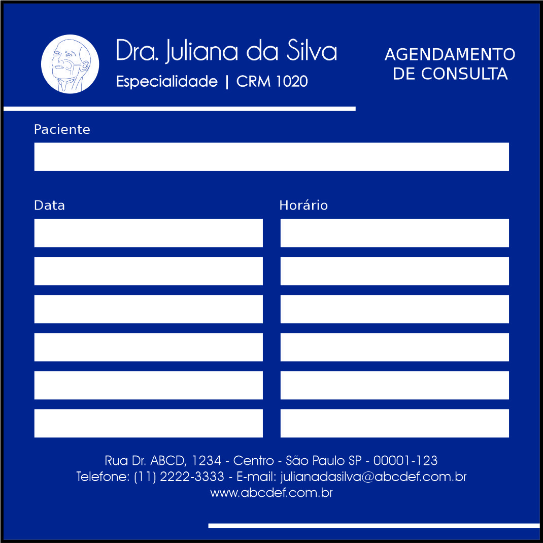 Bloco de Agendamento de Consulta Otorrinolaringologia Barcelona
