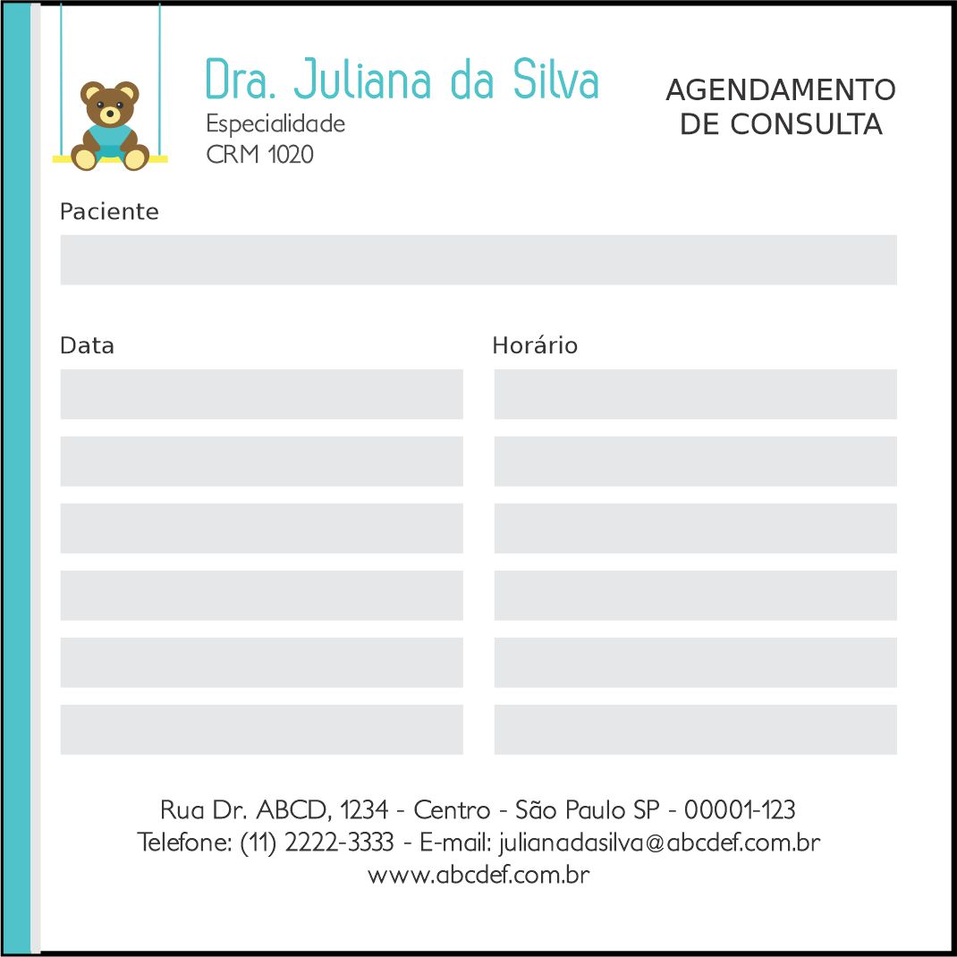 Bloco de Agendamento de Consulta Pediatra Katovice