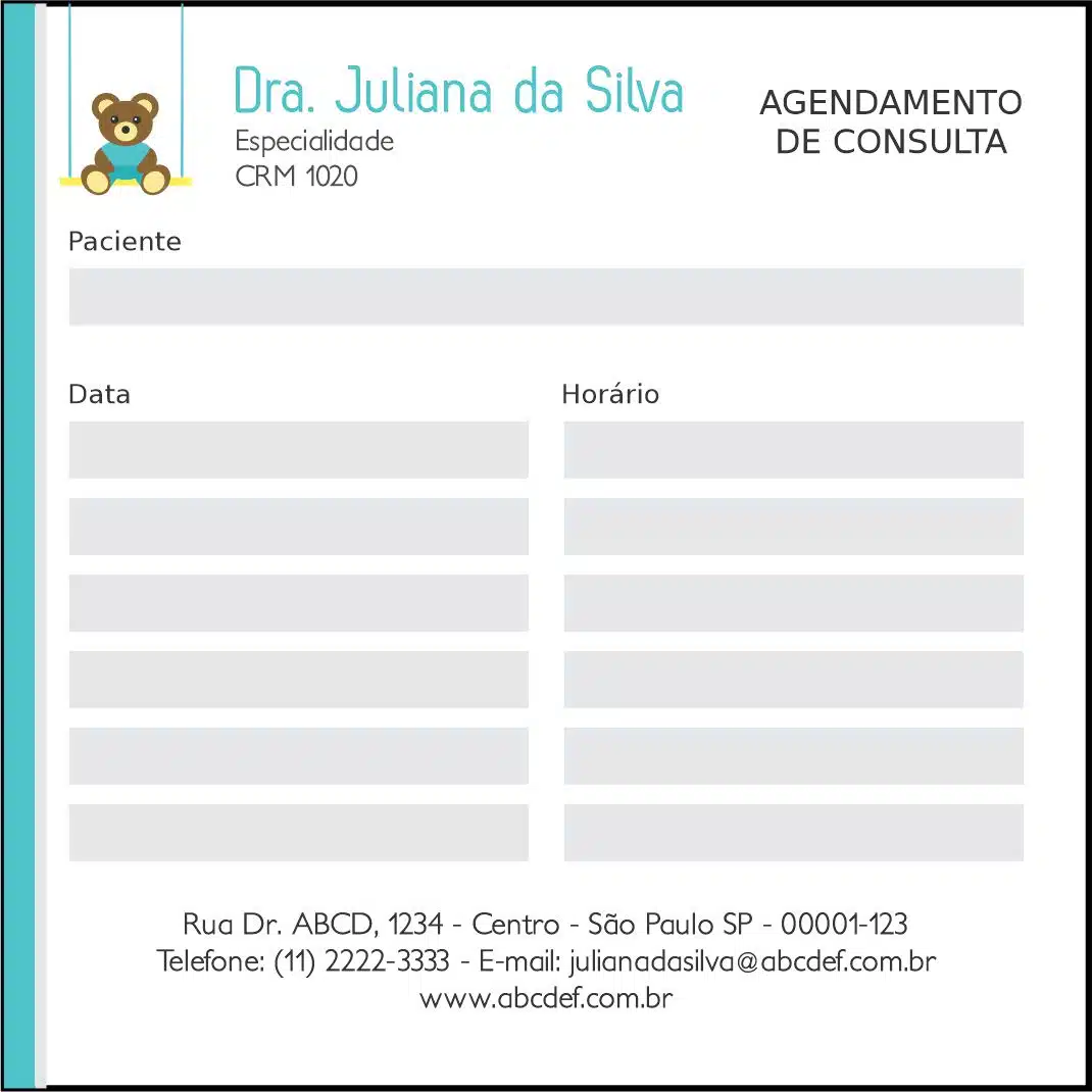 Bloco de Agendamento de Consulta Pediatra Katovice
