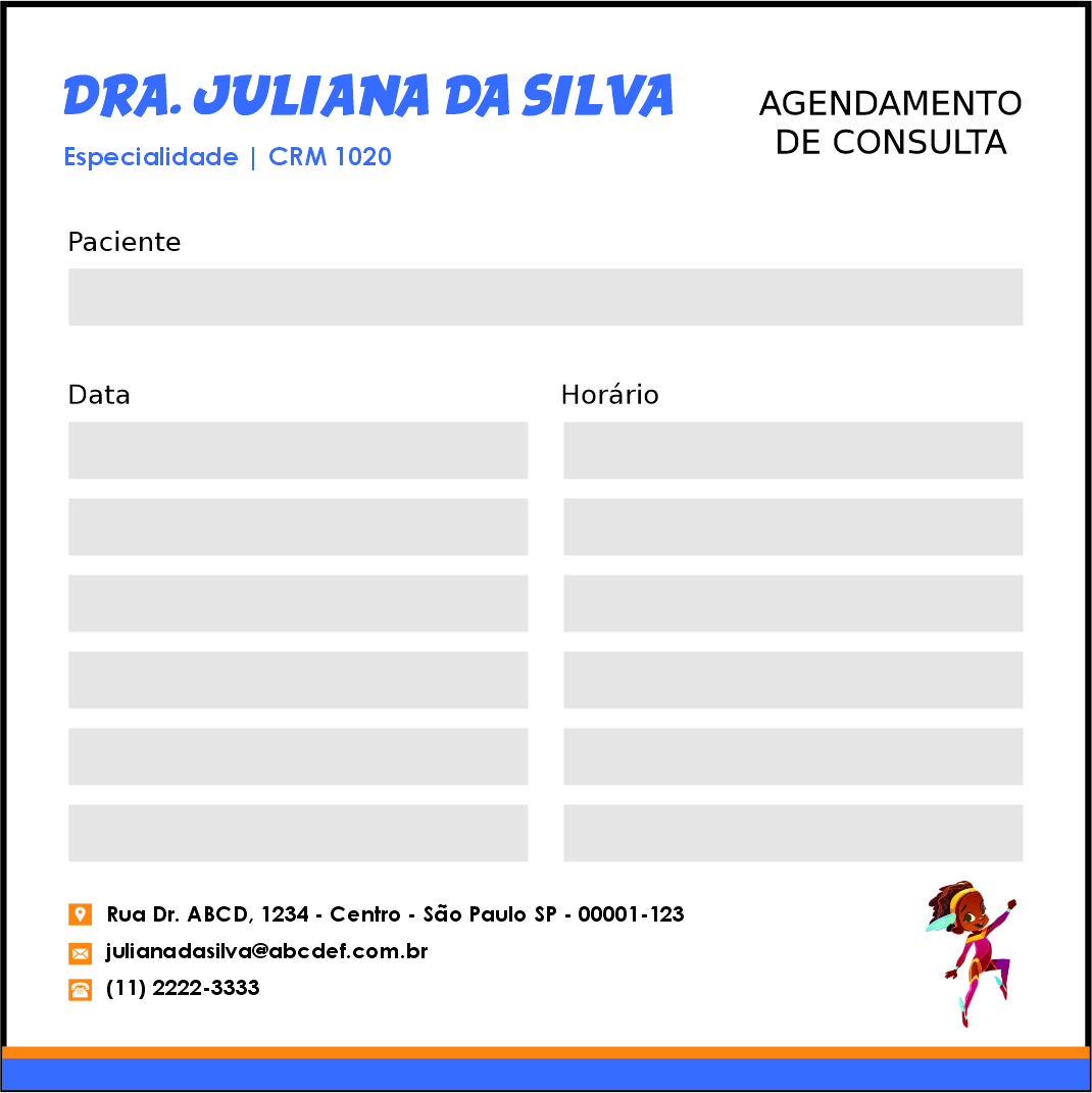Bloco de Agendamento de Consulta Pediatra Radom